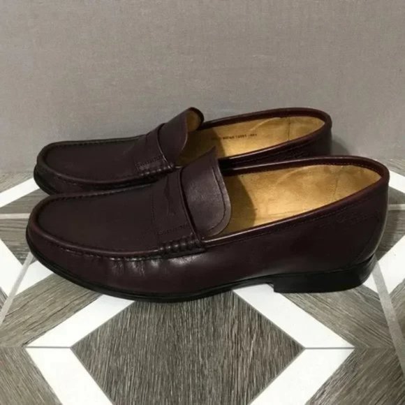 💫Florsheim Burgundy Leather Penny Loafers Sz-10 1/2 D - Picture 4 of 8